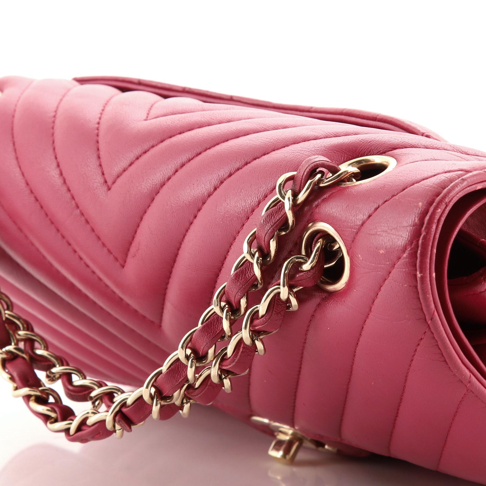 Chanel Classic Double Flap Bag Chevron Lambskin Medium 3