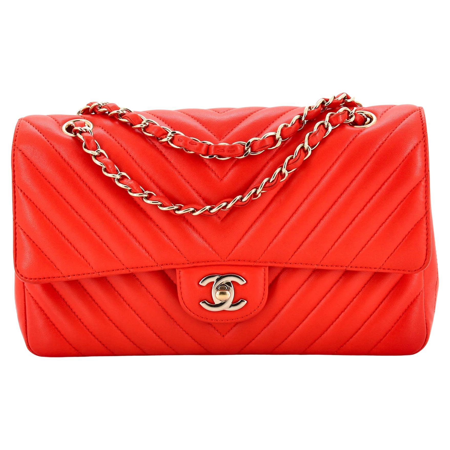 Chanel Classic Double Flap Bag Chevron Lambskin Medium