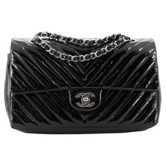 Chanel Classic Double Flap Bag Chevron Patent Medium