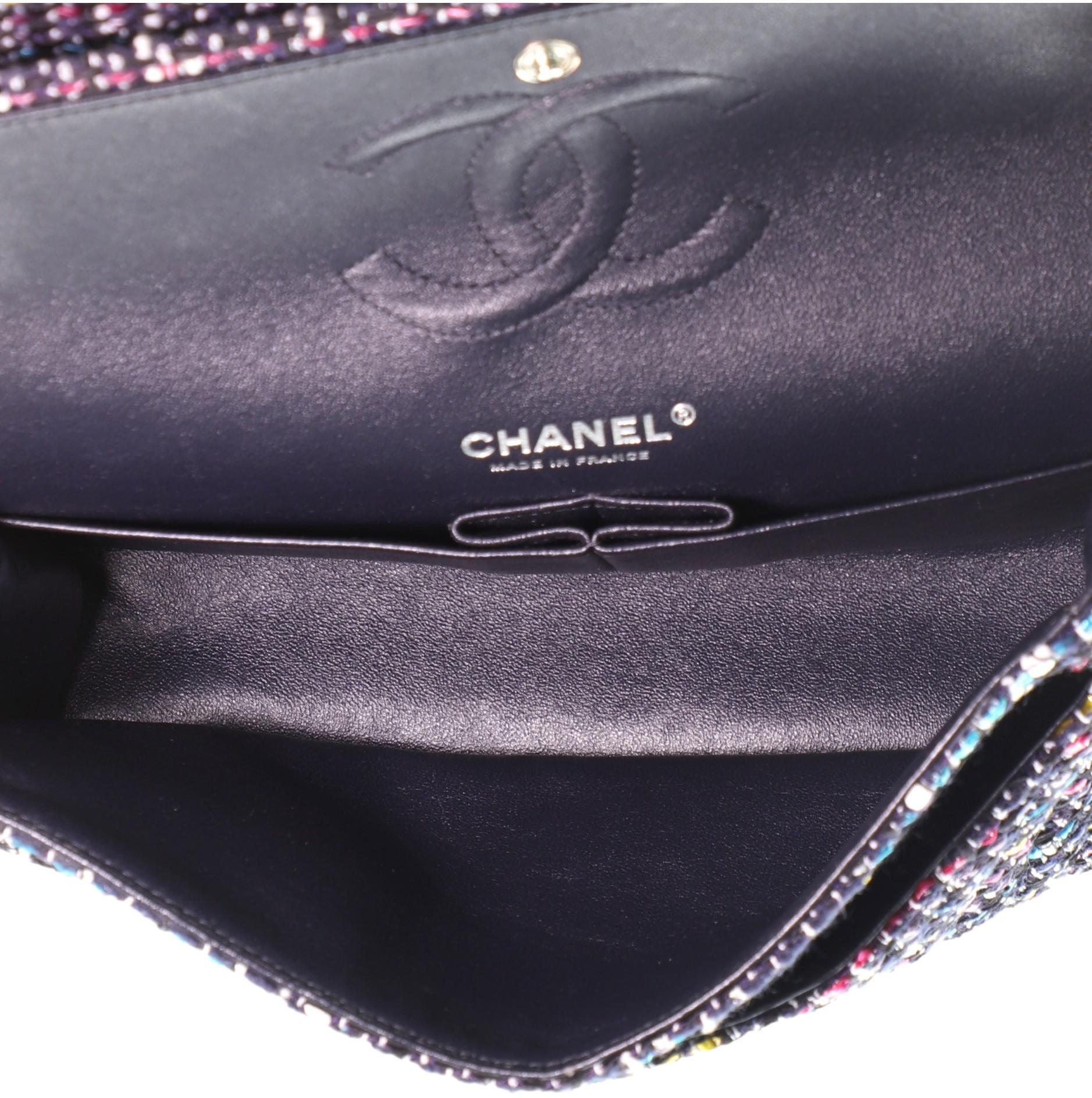 Chanel Classic Double Flap Bag Chevron Tweed Medium 1