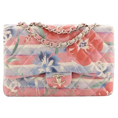 Chanel Classic Double Flap Bag Floral Print Quilted Lambskin Jumbo 