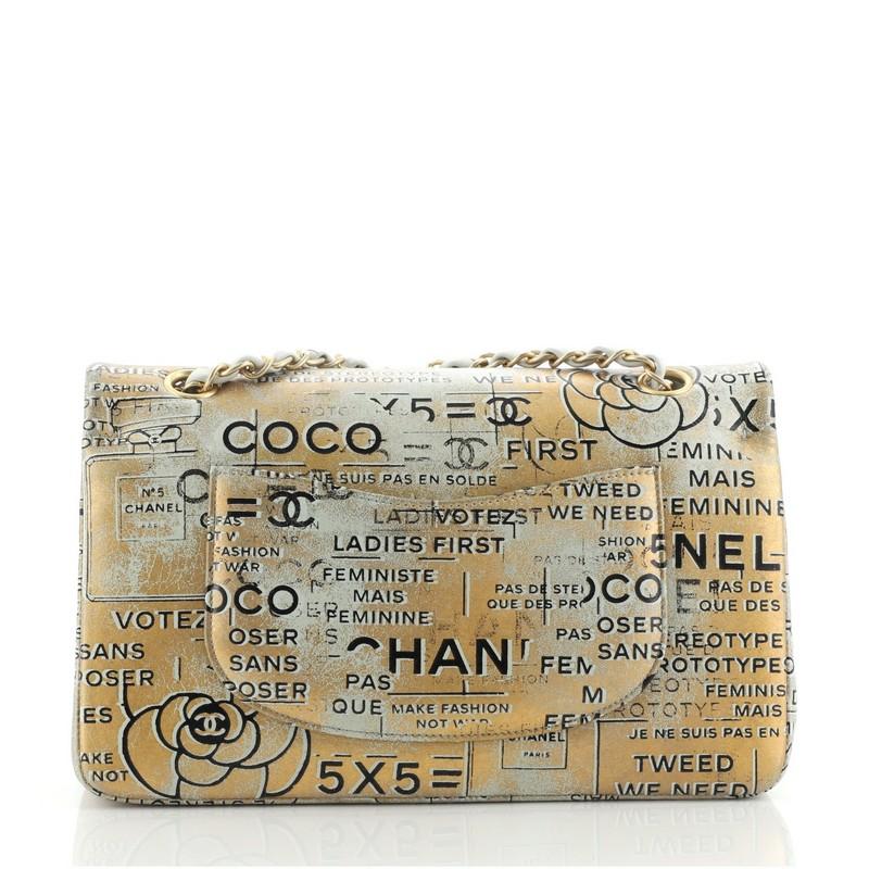 Chanel Classic Double Flap Tasche handbemaltes Lammfell Medium im Zustand „Gut“ in NY, NY