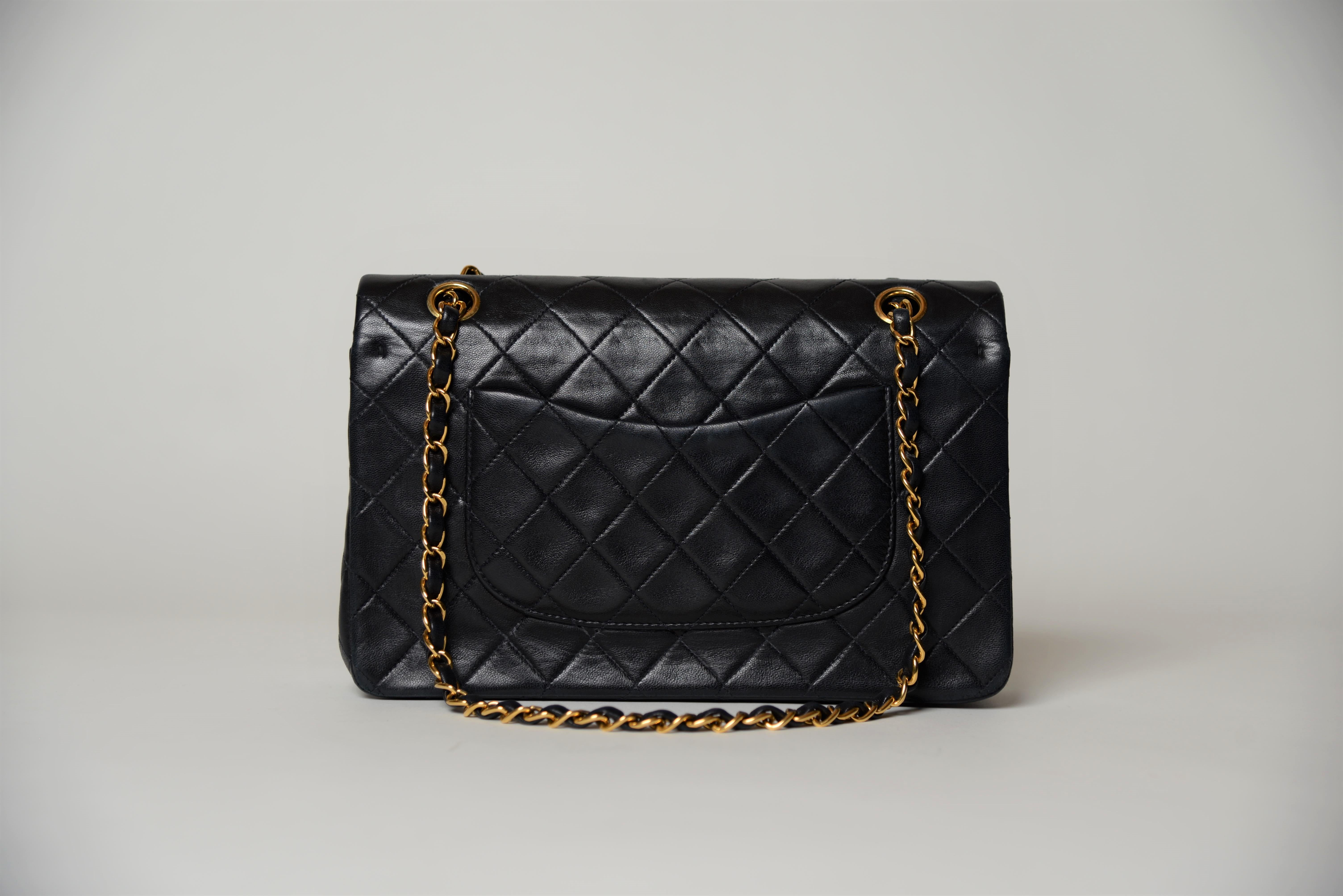 Chanel Classic Double Flap Bag Medium Black Lambskin Full-Set 1