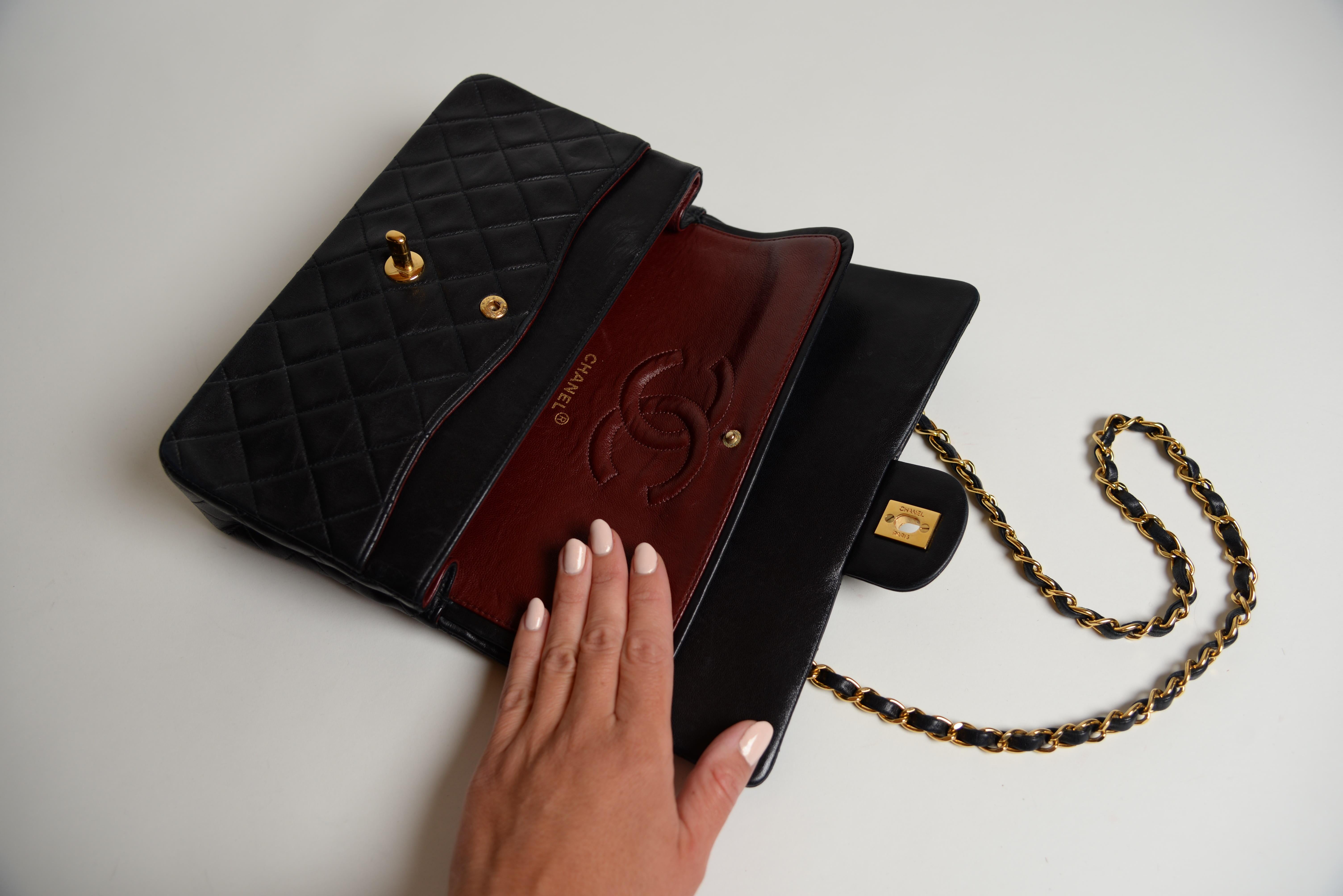 Chanel Classic Double Flap Bag Medium Black Lambskin Full-Set 4