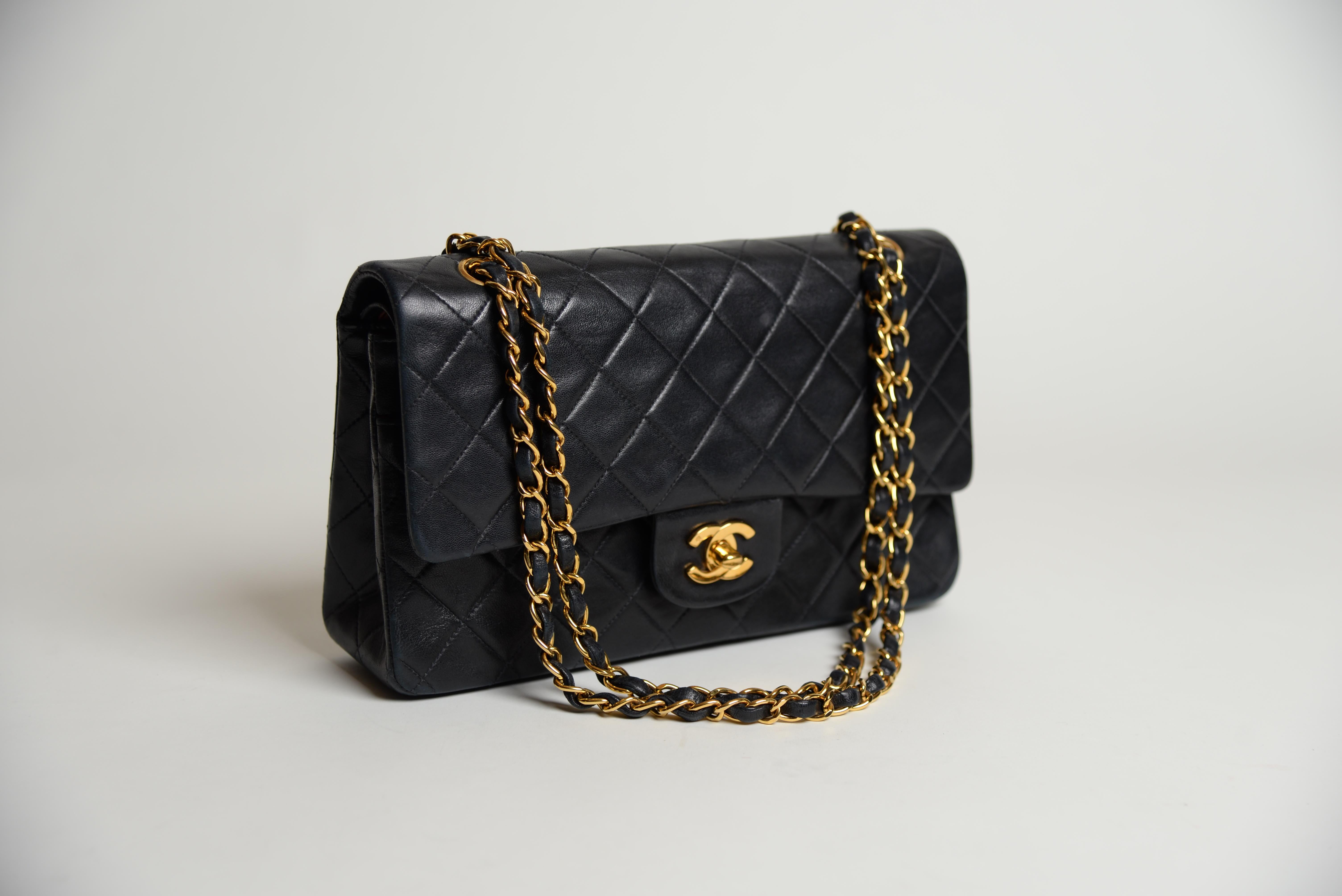 Chanel Classic Double Flap Bag Medium Black Lambskin Full-Set 5