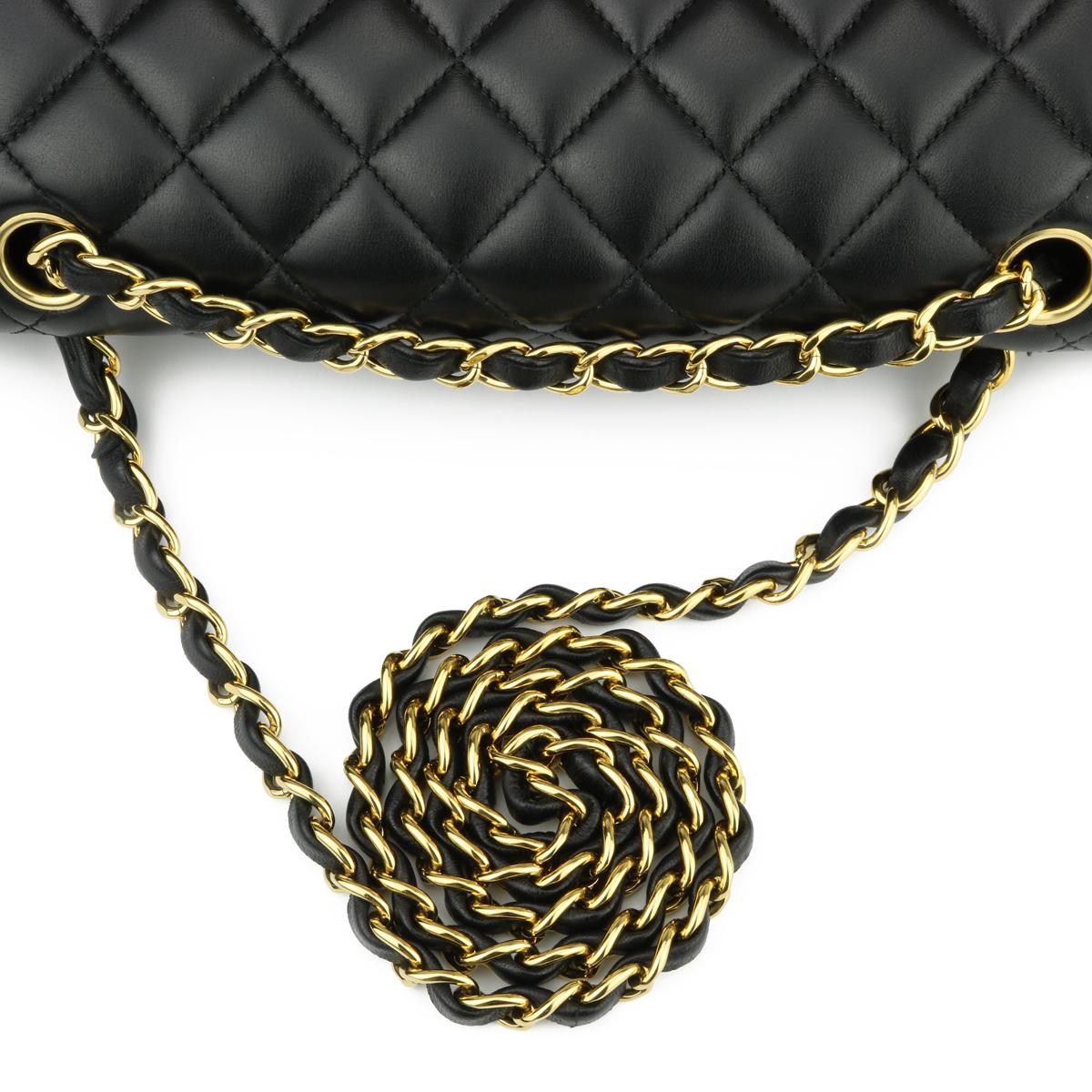 CHANEL Classic Double Flap Bag Medium Black Lambskin with Gold Hardware 2016 8