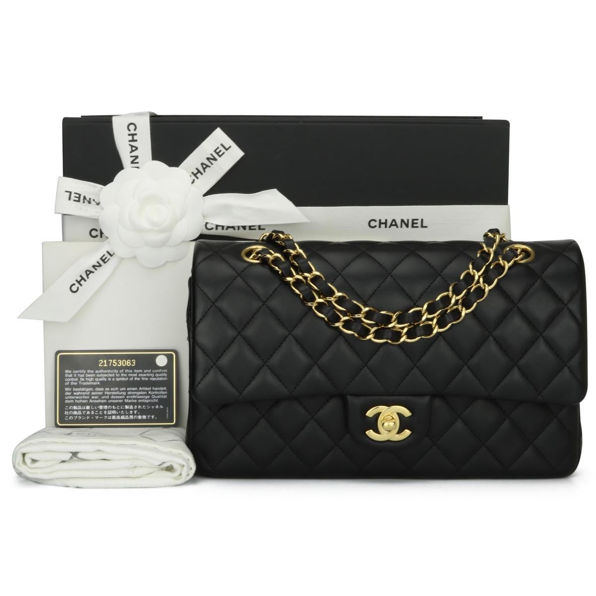 CHANEL Classic Double Flap Bag Medium Black Lambskin with Gold Hardware 2016 15