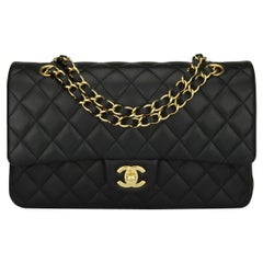 CHANEL Classic Double Flap Bag Medium Black Lambskin with Gold Hardware 2016