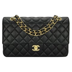 CHANEL Classic Double Flap Bag Medium Black Lambskin with Gold Hardware 2017