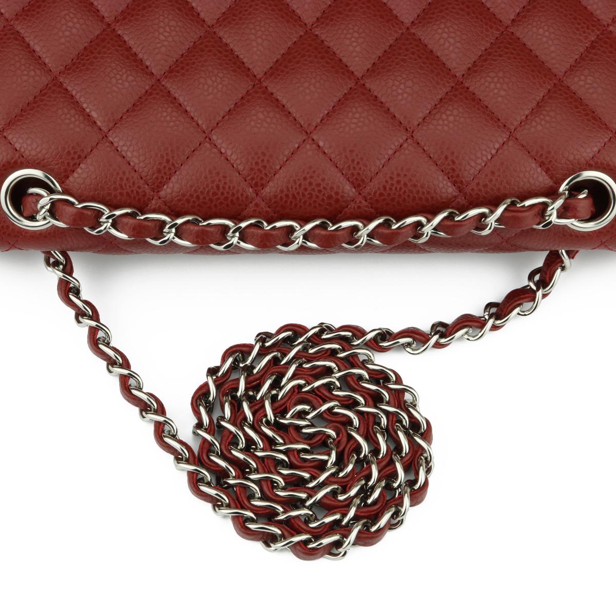 CHANEL Classic Double Flap Bag Medium Burgundy Caviar with Silver Hardware 2014 3
