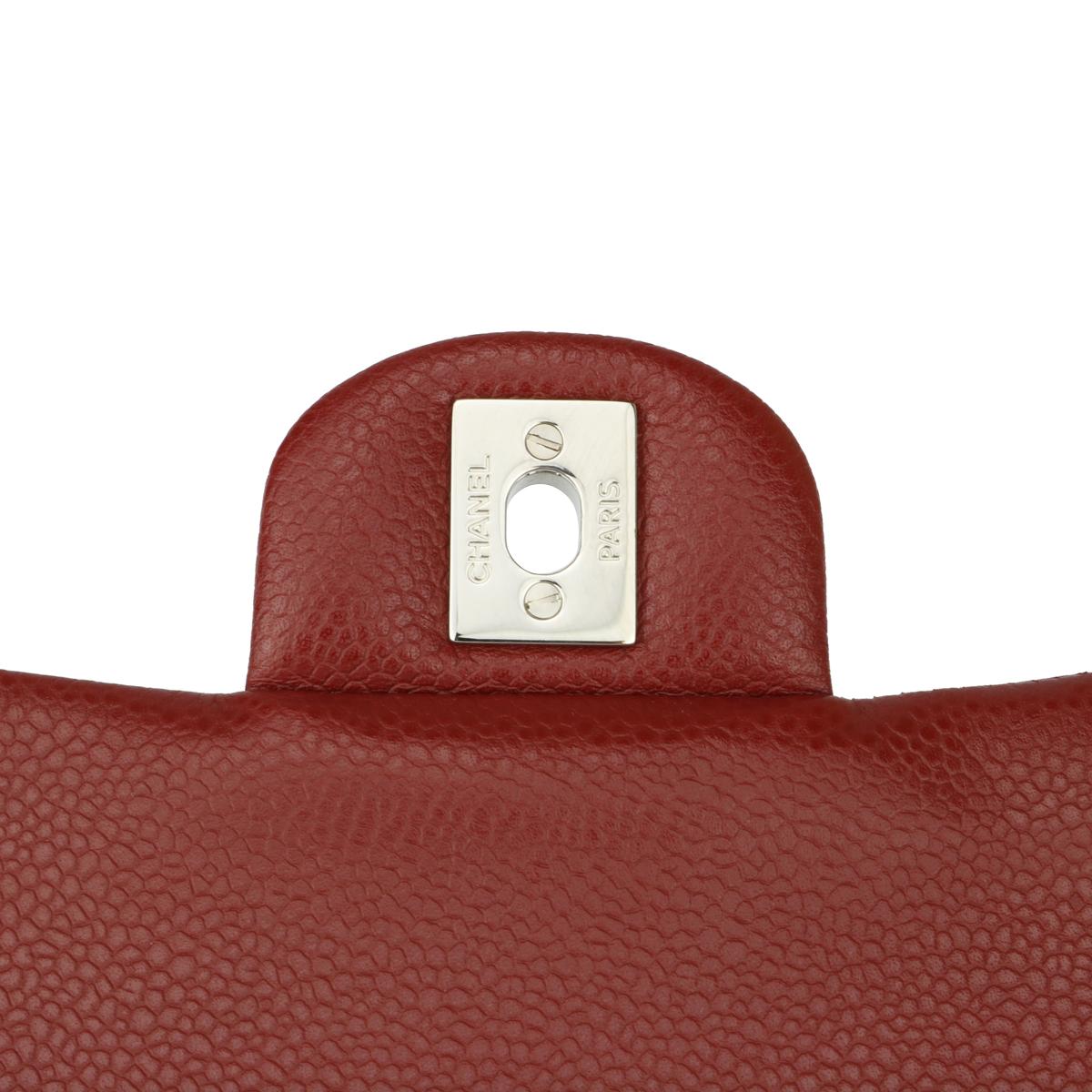 CHANEL Classic Double Flap Bag Medium Burgundy Caviar with Silver Hardware 2014 5