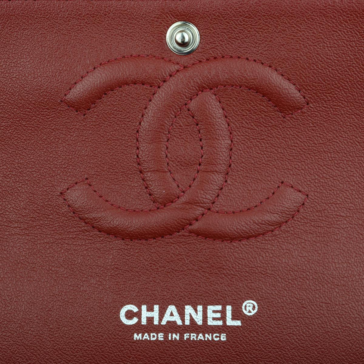CHANEL Classic Double Flap Bag Medium Burgundy Caviar with Silver Hardware 2014 8