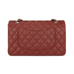 CHANEL Classic Double Flap Bag Medium Burgundy Caviar with Silver Hardware 2014