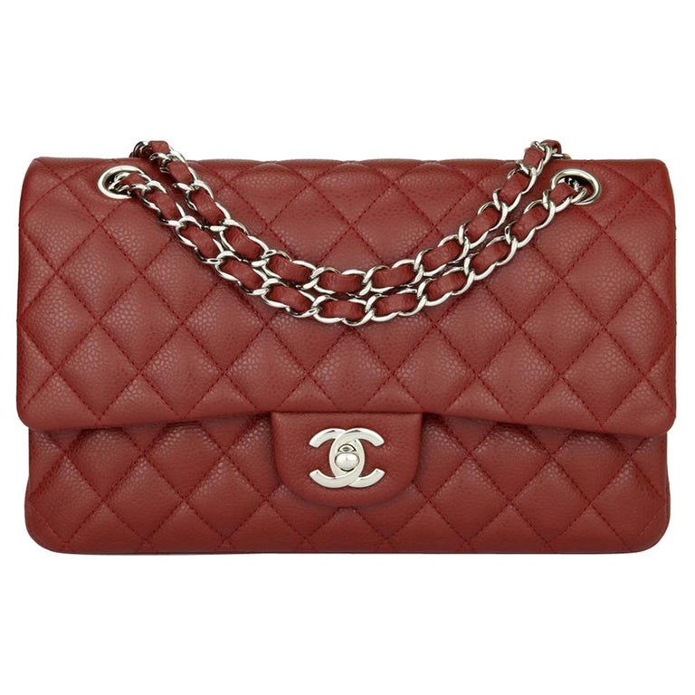 CHANEL Classic Double Flap Bag Medium Burgundy Caviar with Silver Hardware  2014 at 1stDibs