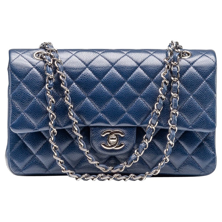 Navy Blue Blue Chanel Purse Chanel Small Classic Flap Bag Caviar - Main Image