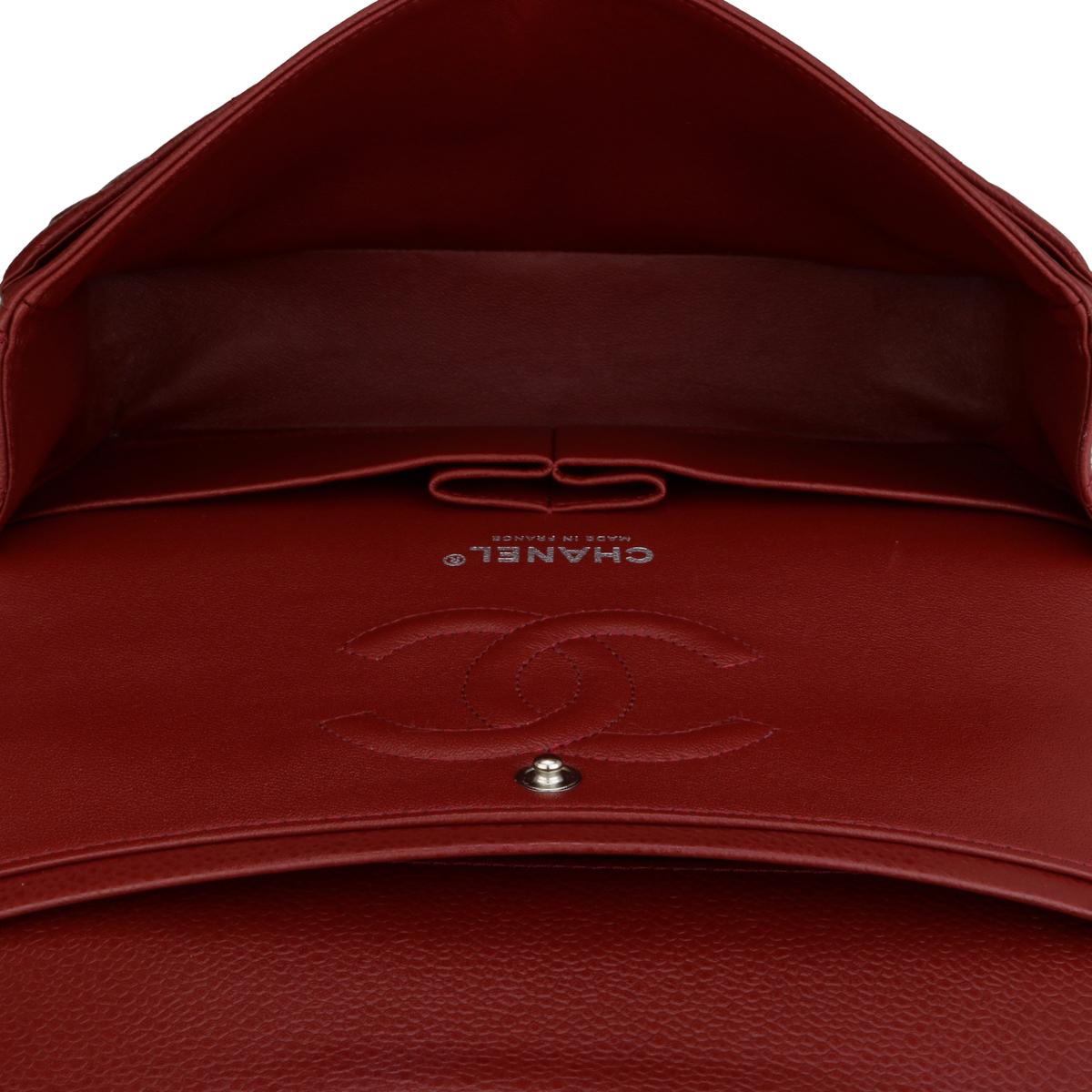 CHANEL Classic Double Flap Bag Medium Dark Red Caviar with Silver-Tone HW 2013 13