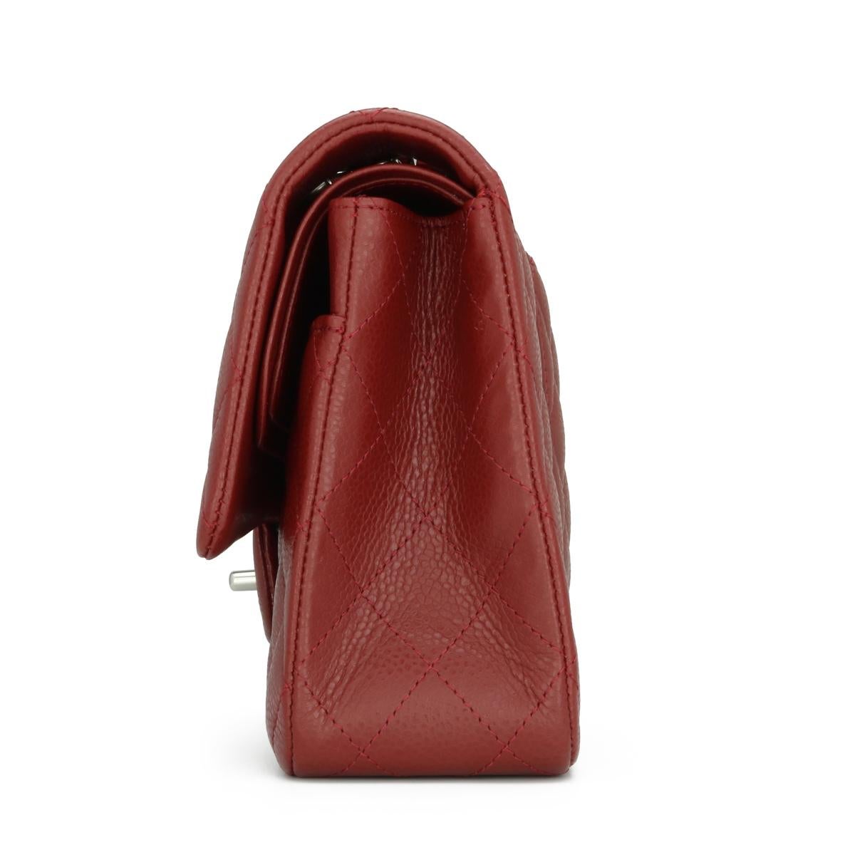 CHANEL Classic Double Flap Bag Medium Dark Red Caviar with Silver-Tone HW 2013 1