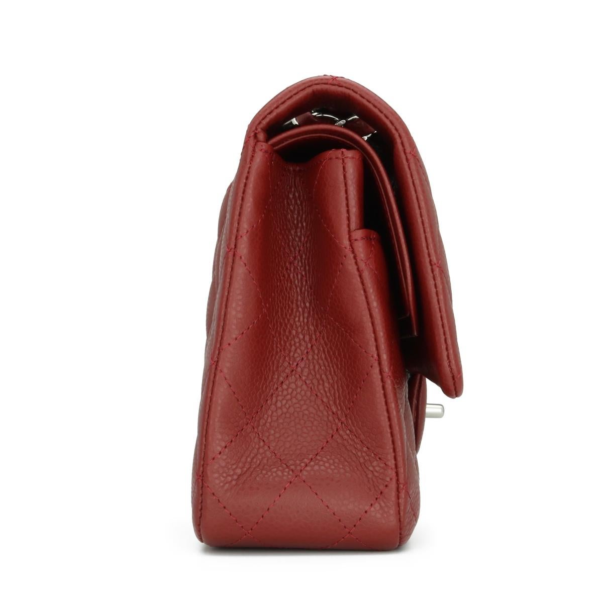 CHANEL Classic Double Flap Bag Medium Dark Red Caviar with Silver-Tone HW 2013 2