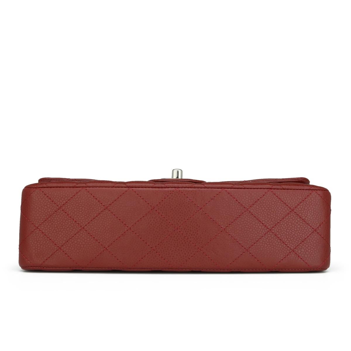 CHANEL Classic Double Flap Bag Medium Dark Red Caviar with Silver-Tone HW 2013 3