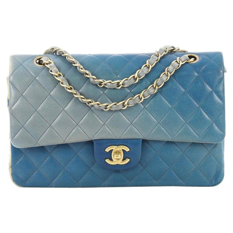 Chanel Blue Ombre Quilted Lambskin Classic Double Flap Medium