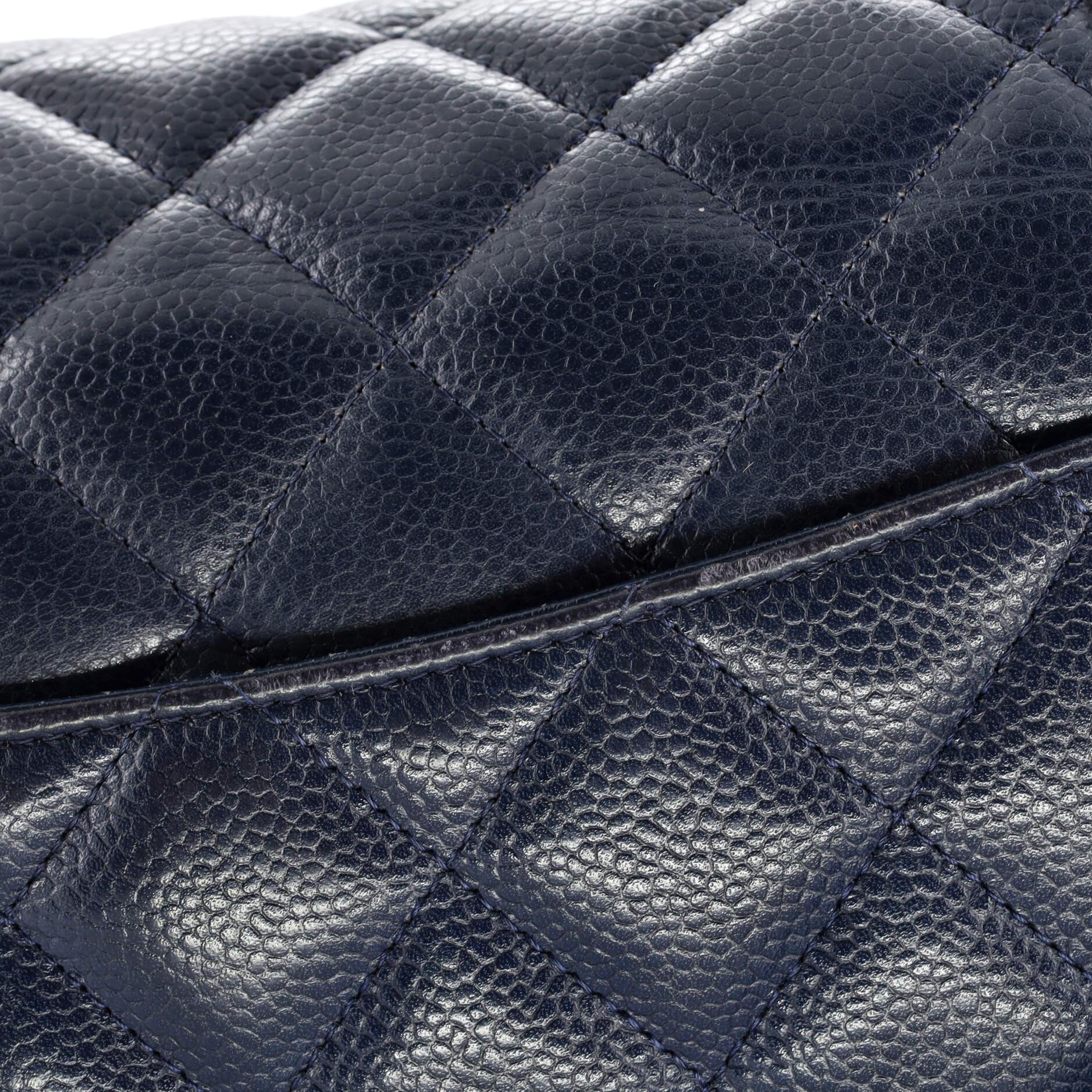 Chanel Classic Double Flap Bag Quilted Caviar Jumbo 7