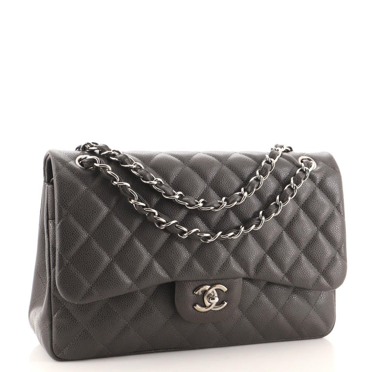 Chanel Classic Double Flap Bag Quilted Caviar Jumbo at 1stDibs
