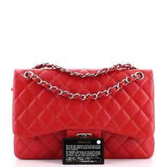 Klassische Chanel-Doppelklappentasche aus gestepptem Kaviar Jumbo
