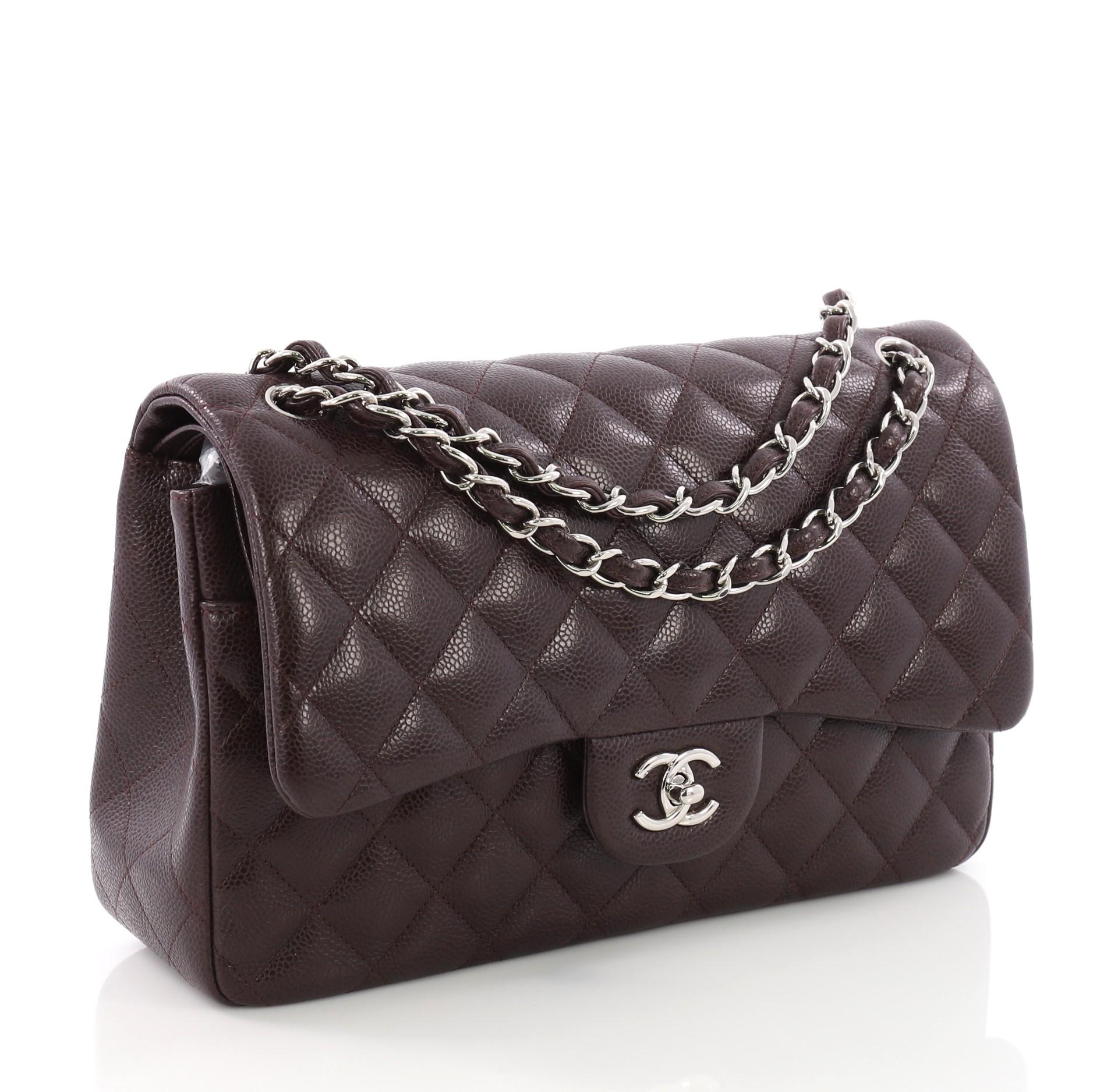 Black Chanel Classic Double Flap Bag Quilted Caviar Jumbo