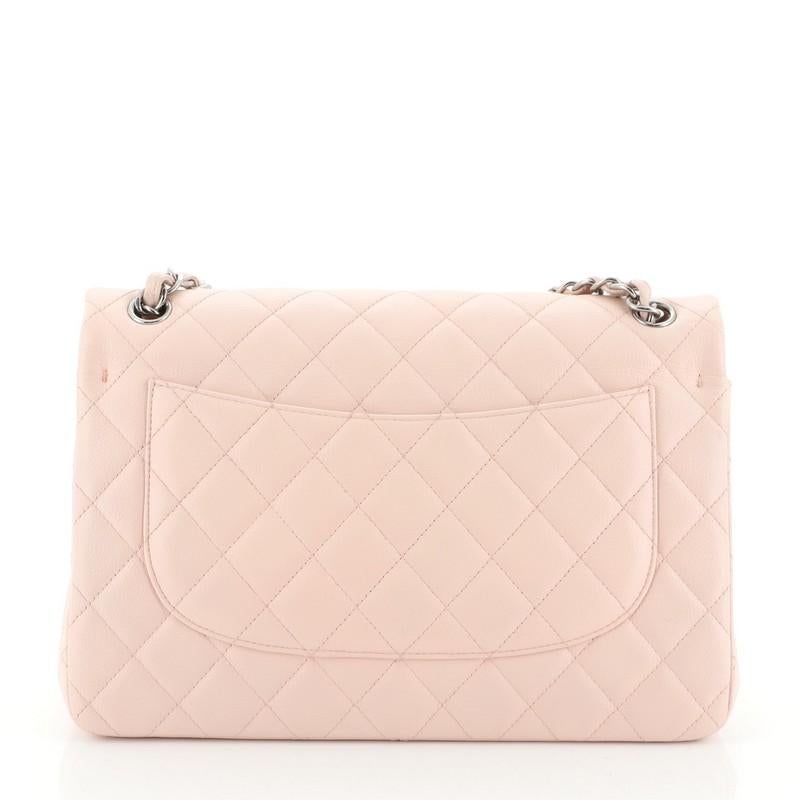 Beige Chanel Classic Double Flap Bag Quilted Caviar Jumbo