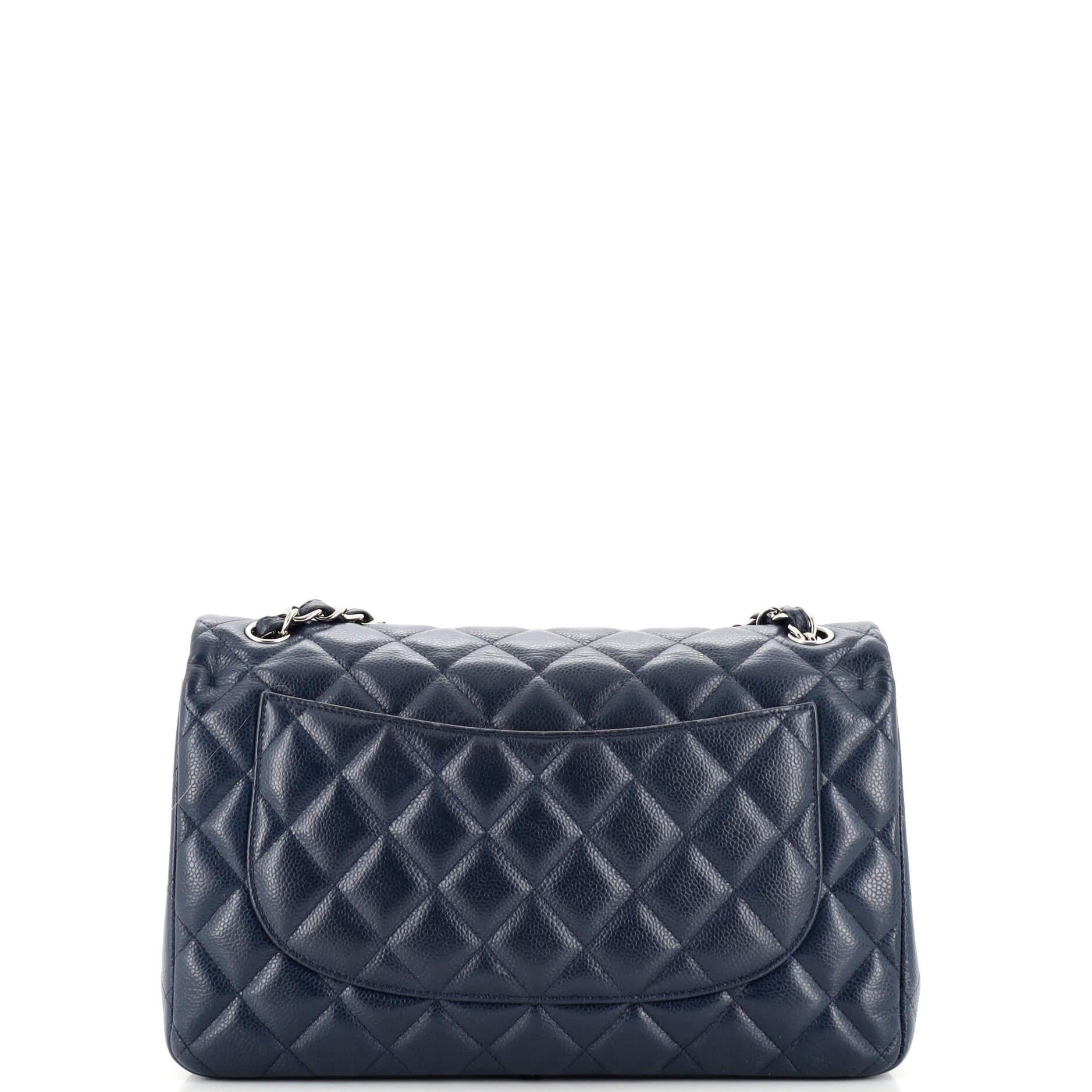 Women's or Men's Chanel Classic Double Flap Bag Quilted Caviar Jumbo