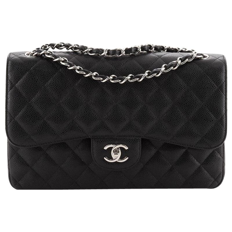 Chanel Classic Double Flap Bag Quilted Caviar Jumbo