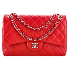 Sac à double rabat classique Chanel Caviar Jumbo matelassé