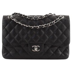 Sac à double rabat classique Chanel Caviar Jumbo matelassé
