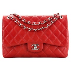 Sac à double rabat classique Chanel Caviar Jumbo matelassé