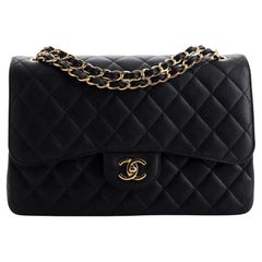 Chanel Classic Double Flap Bag Quilted Caviar Jumbo