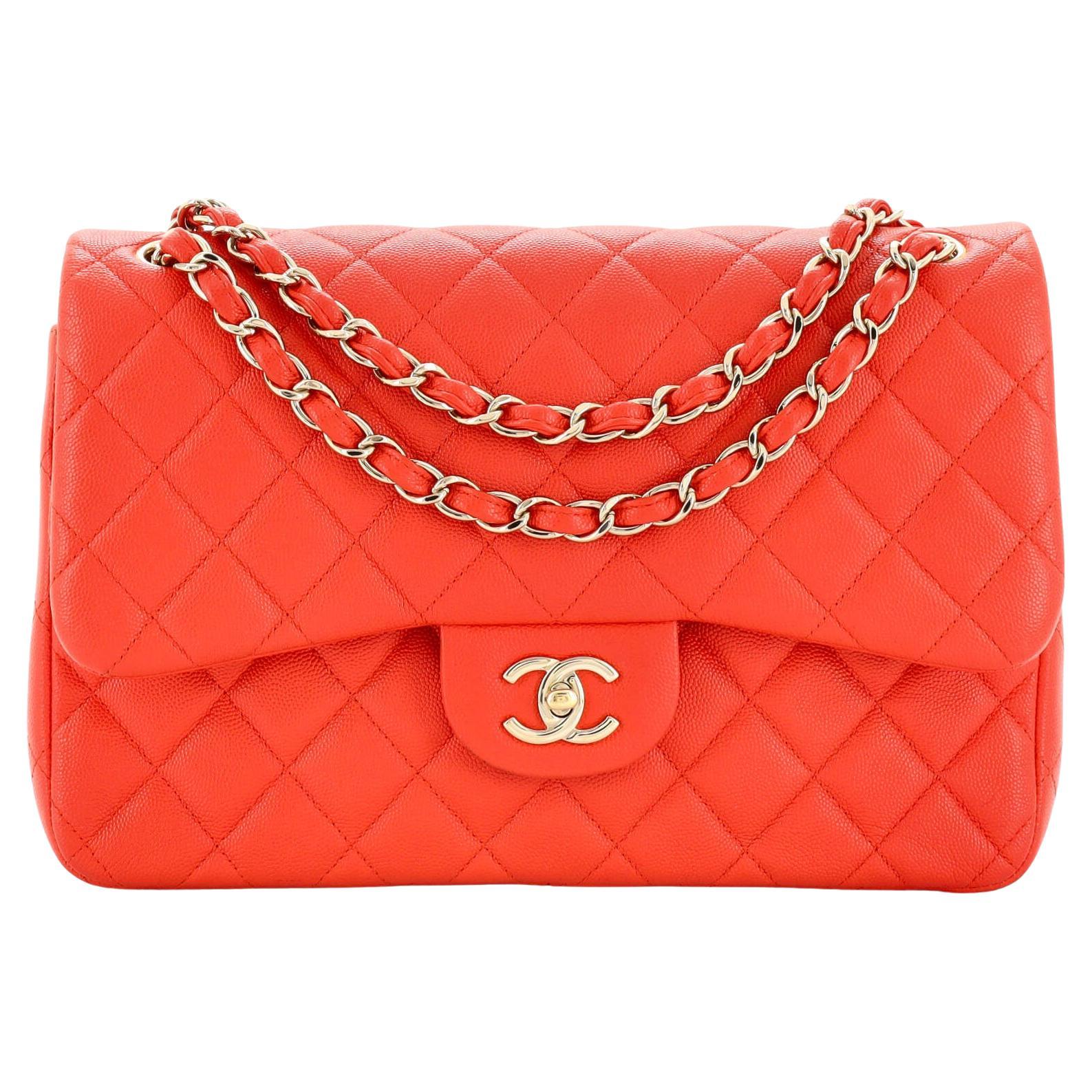 Chanel Classic Mini Rectangular Flap Bag In Red Quilted Caviar With Shiny  Silver Hardware SOLD