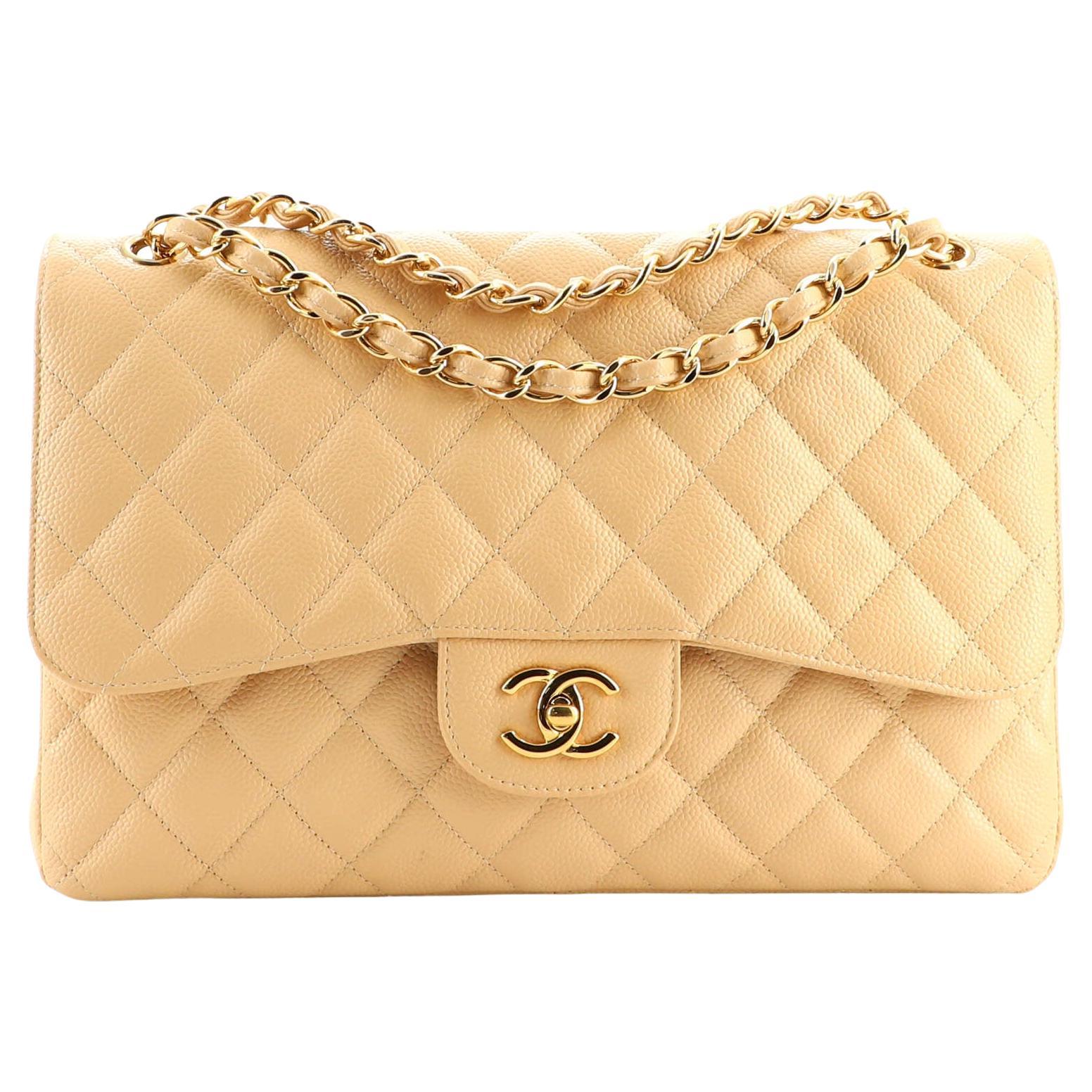 Chanel Beige Chevron Shoulder Bag