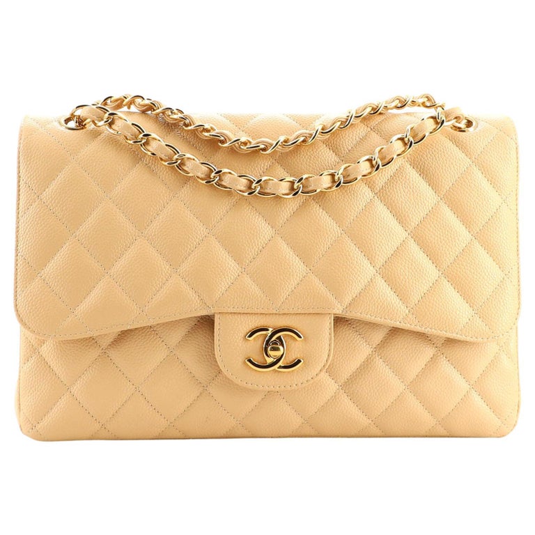White Classic Double Flap 26 in Caviar Quilted Leather with Gold