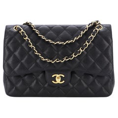 Chanel Classic Double Flap Bag Quilted Caviar Jumbo