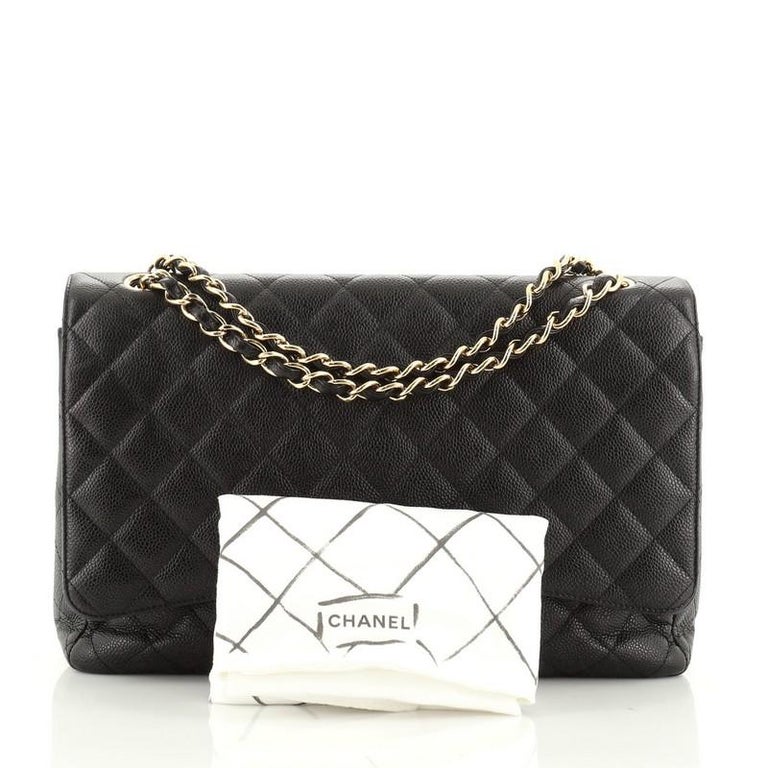 Chanel Classic Double Flap Bag Quilted Caviar Maxi At 1stdibs
