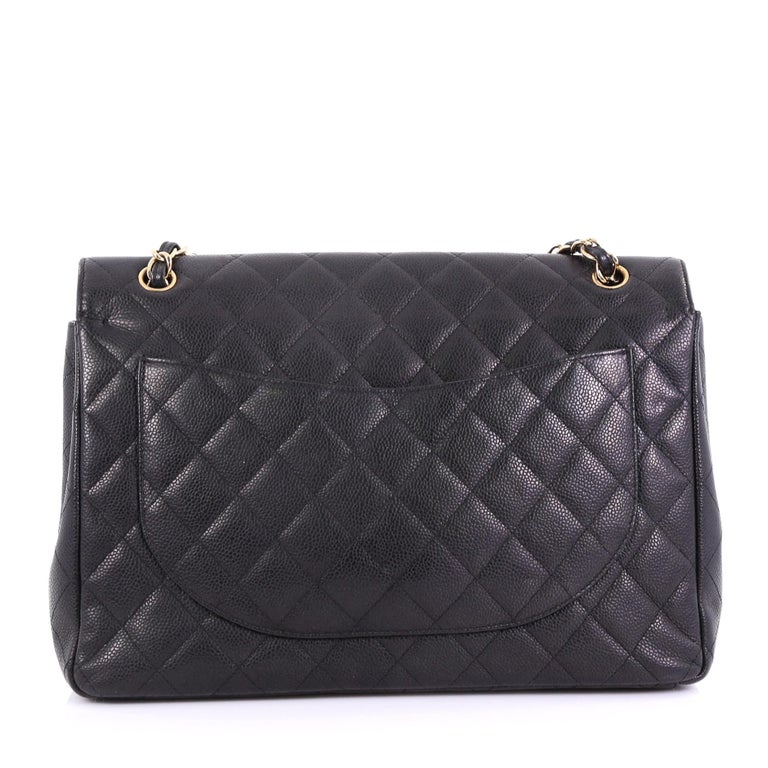Chanel Classic Double Flap Bag Quilted Caviar Maxi at 1stDibs