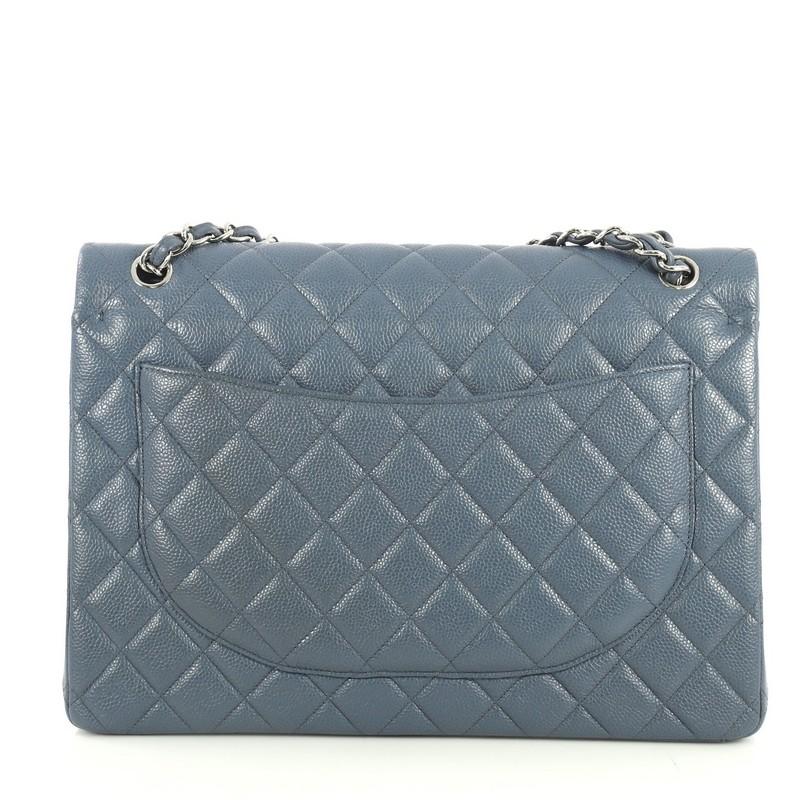 Chanel Classic Double Flap Bag Quilted Caviar Maxi In Fair Condition In NY, NY