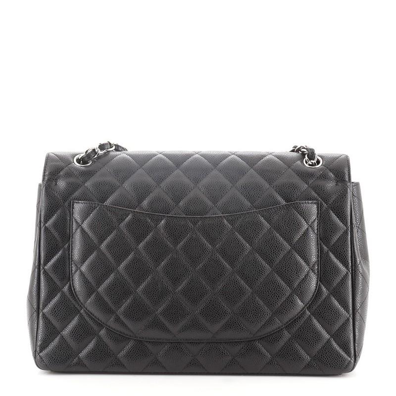 Chanel Classic Double Flap Bag Quilted Caviar Maxi In Good Condition In NY, NY