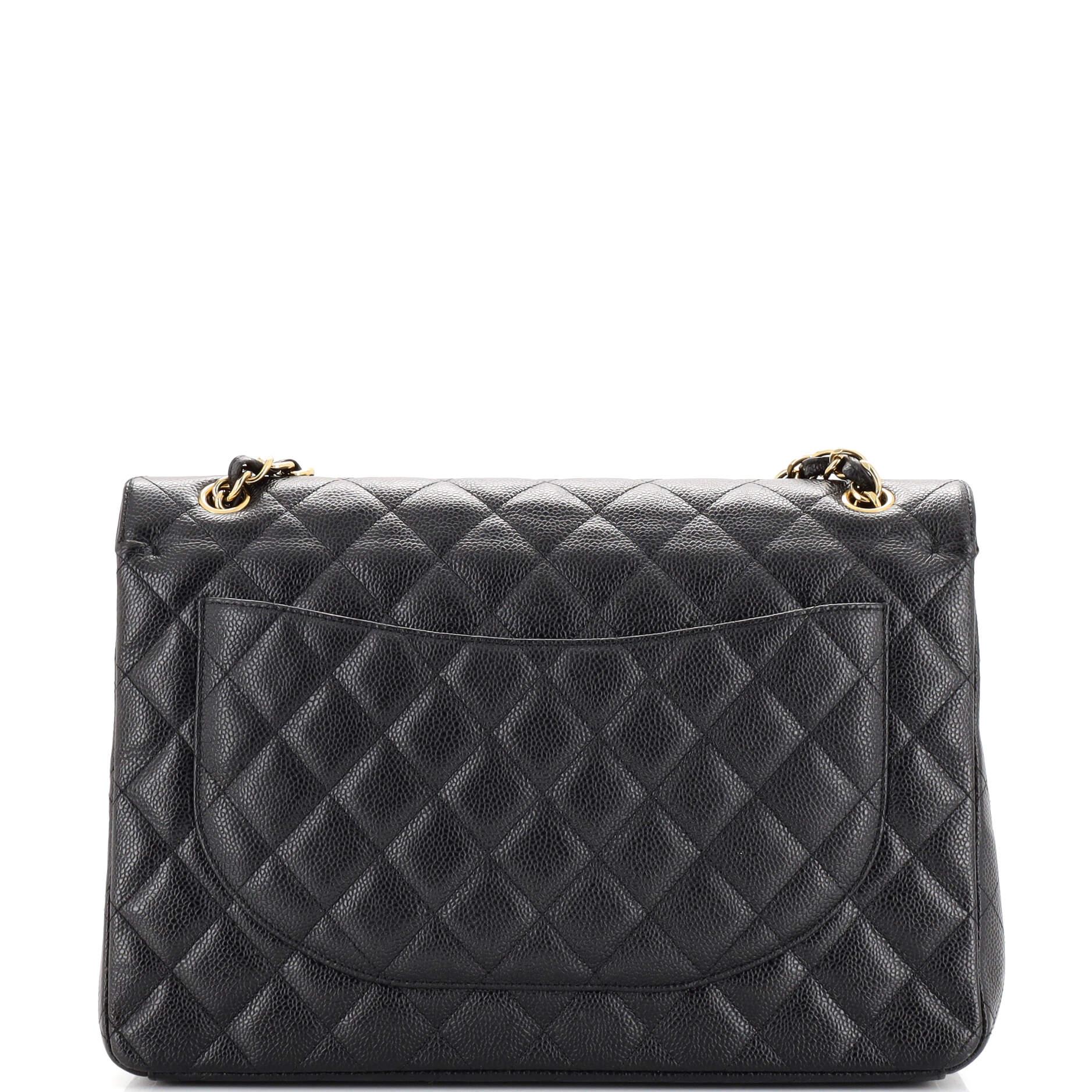 Women's or Men's Chanel Classic Double Flap Bag Quilted Caviar Maxi