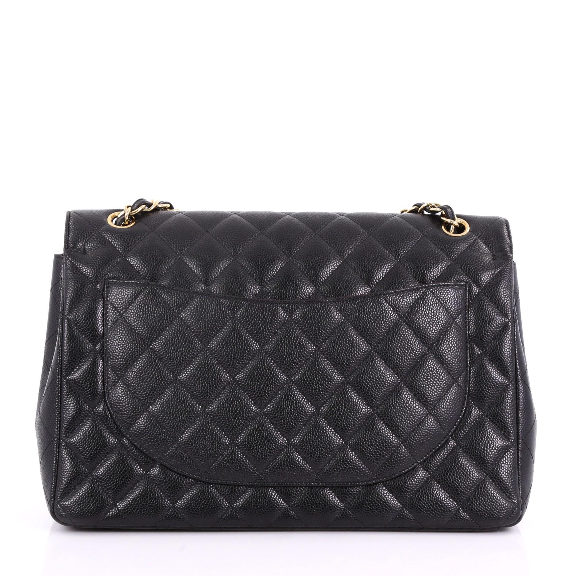 Women's or Men's Chanel Classic Double Flap Bag Quilted Caviar Maxi