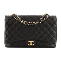 Chanel Classic Double Flap Bag Quilted Caviar Maxi