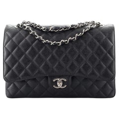 Chanel Classic Double Flap Bag Quilted Caviar Maxi