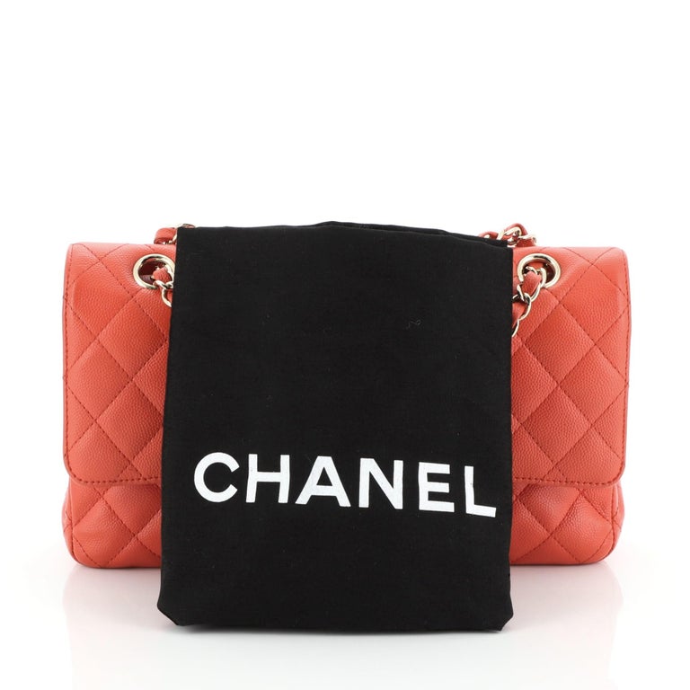 Chanel Classic Double Flap Bag Quilted Caviar Medium For Sale At
