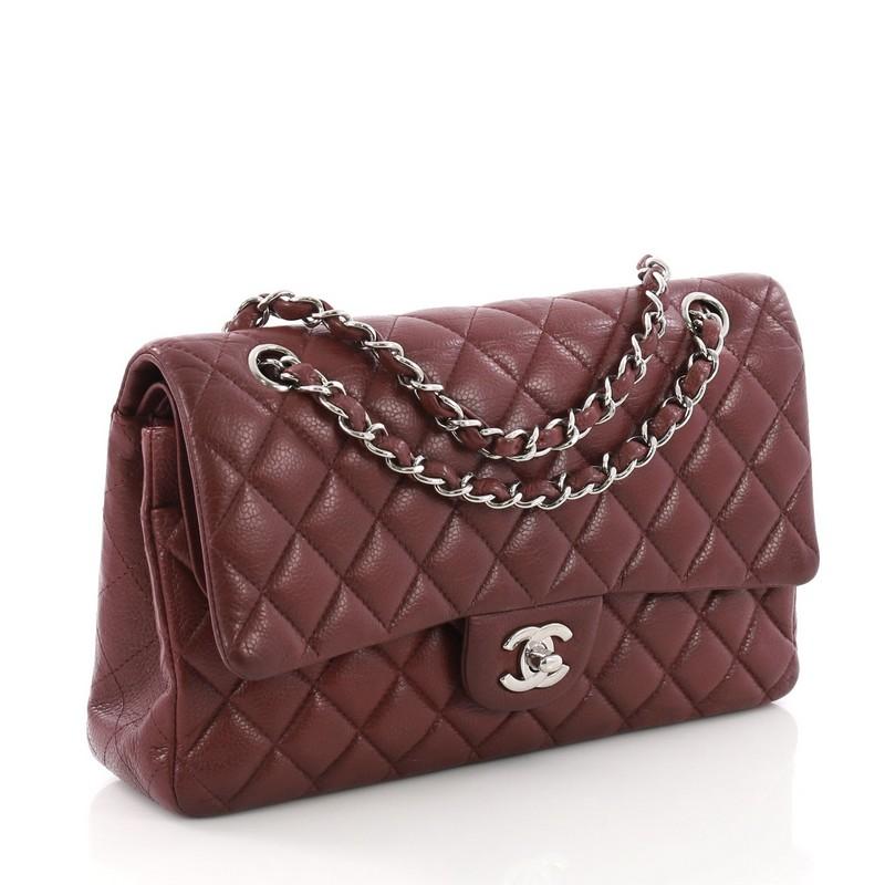 Brown Chanel Classic Double Flap Bag Quilted Caviar Medium