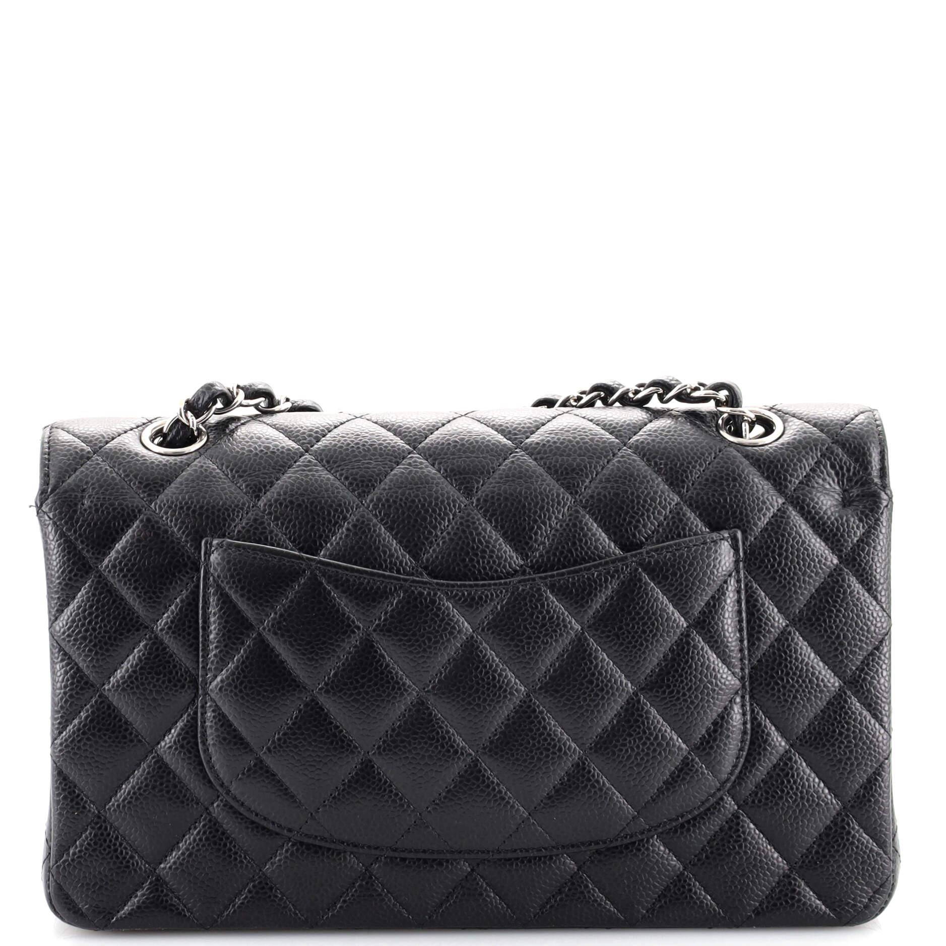 Chanel Classic Double Flap Bag Quilted Caviar Medium In Fair Condition In NY, NY